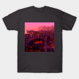 sci-fi concept of  huge fractal architecture rock  at the acid planet, digital art style T-Shirt